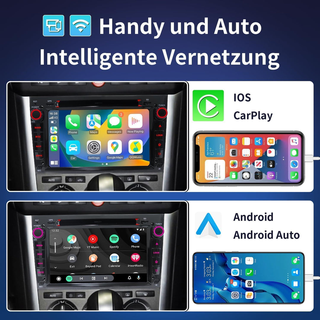 Android Autoradio mit CarPlay für Opel Corsa D/Astra H/Zafira B/Corsa C/Vectra C [Android 14.0, 4+64
