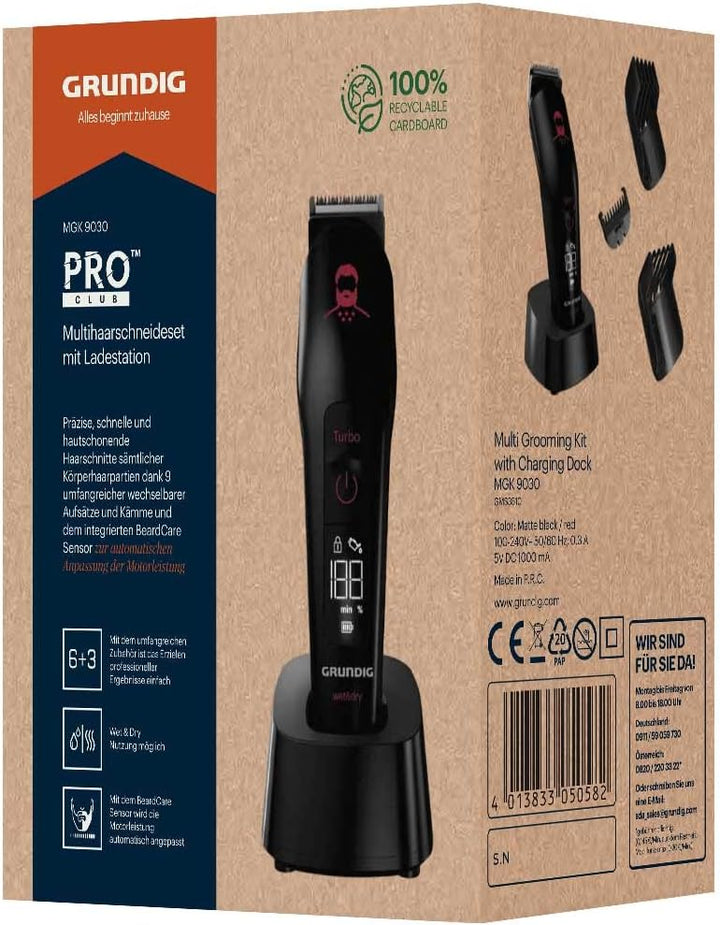GRUNDIG MGK 9030 ProClub Multihaarschneideset, BeardCare Sensor, Wet & Dry Nutzung, Mit Li-Ion Akkut