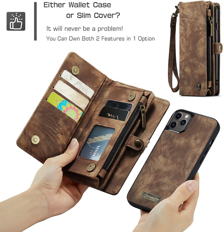 UFinetech 2-in-1 iPhone 11 Pro Max Hülle Tasche Designer TPU Bumper Leder Flip Magnetische Abnehmbar