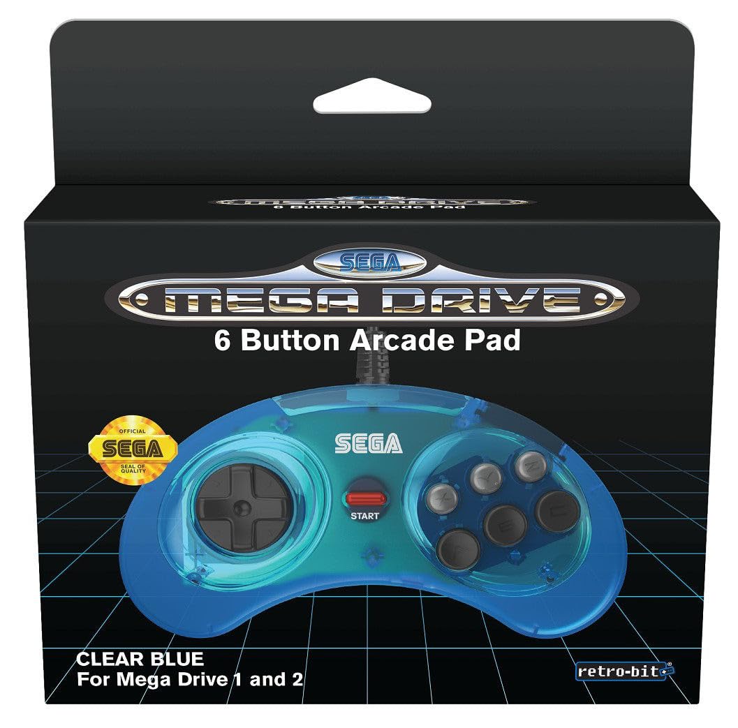 Retro-Bit Official SEGA Mega Drive Controller 6-Button Arcade Pad for Sega Mega Drive/Genesis - Orig
