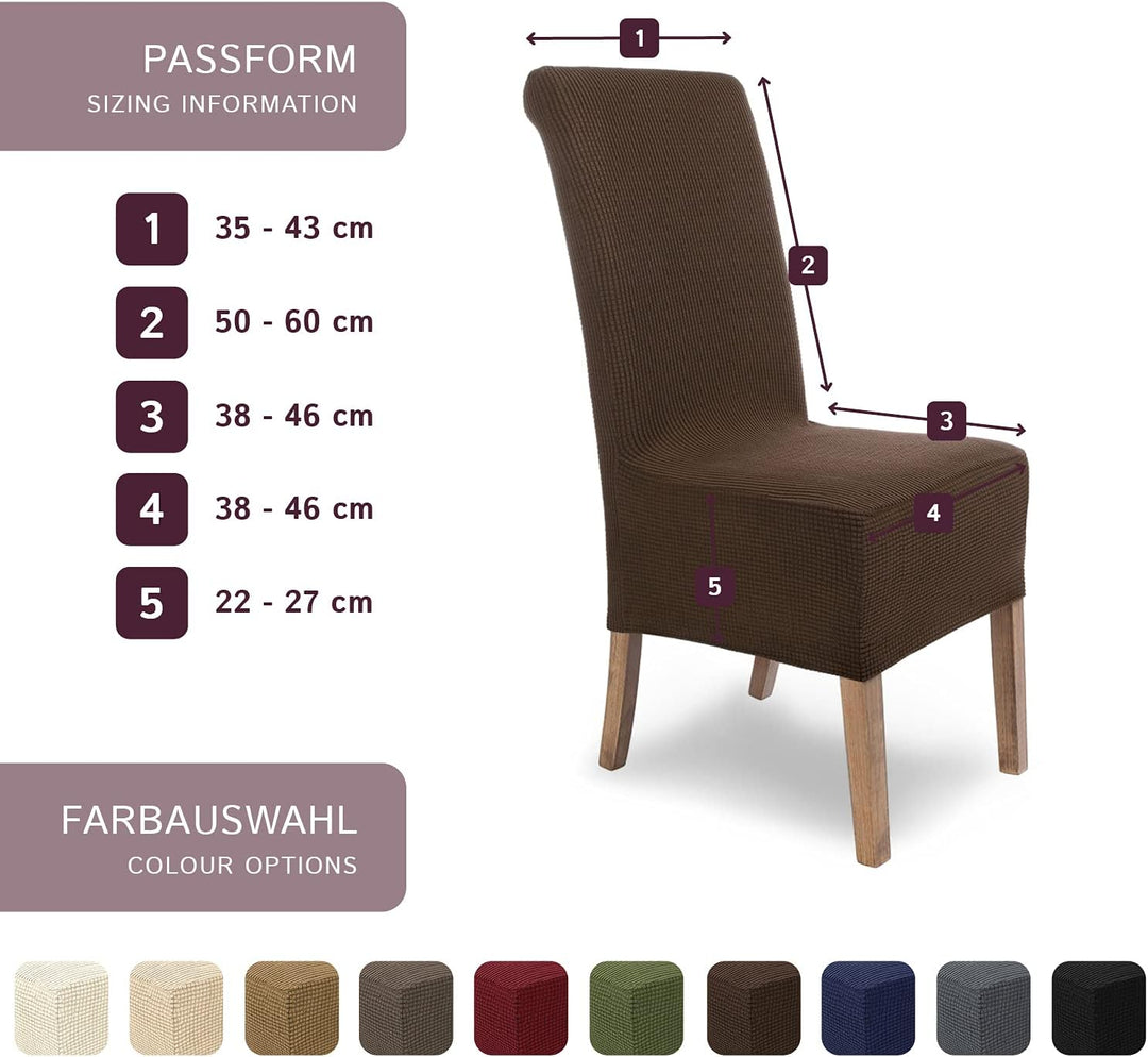 SCHEFFLER-Home Stuhlhussen Stretch Sofia/Stretch Stuhlhussen Braun 6er Set/elastische Stuhlabdeckung