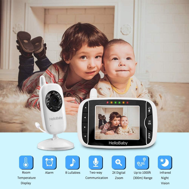 HelloBaby Babyphone mit Kamera HB32 3.2" Digital Funk TFT LCD Drahtloser Video baby Monitor mit Digi