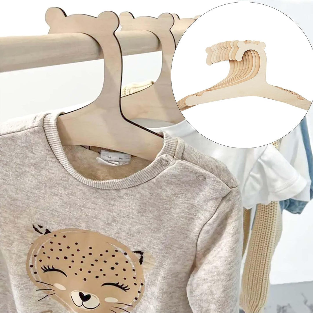 25 Stück Kinderkleiderbügel Holz, Baby Kleiderbügel Kinder, Rutschfest, Braun, Unvollendet, Kleinkin
