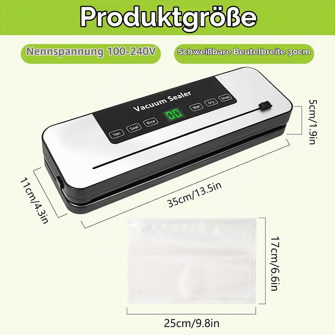 Vakuumiergerät,Vielseitig Profi-Lebensmittel-Vakuumierer mit Digitalem LED-Display,50 Beuteln,Integr