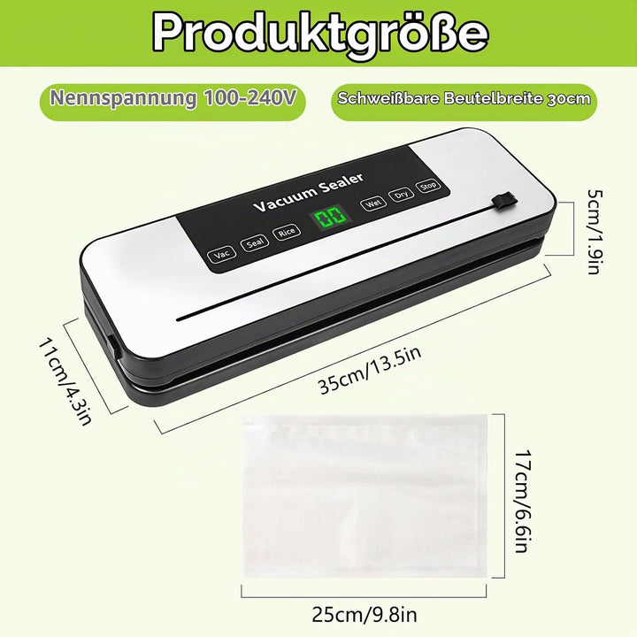 Vakuumiergerät,Vielseitig Profi-Lebensmittel-Vakuumierer mit Digitalem LED-Display,50 Beuteln,Integr
