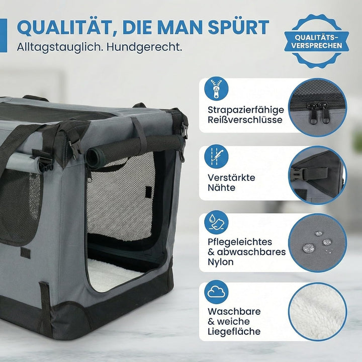 Foxdevil by xonic® Faltbare Hundebox/Katzenbox für mittelgrosse Tiere – Hundetransportbox Auto und Z