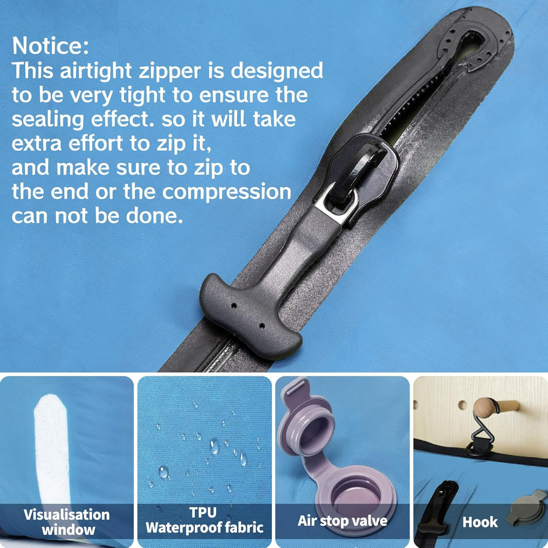 Vakuumbeutel für Kleidung Wiederverwendbar TPU Vakuumierbeutel mit Luftdichtem Ventil Reise Nylon Or
