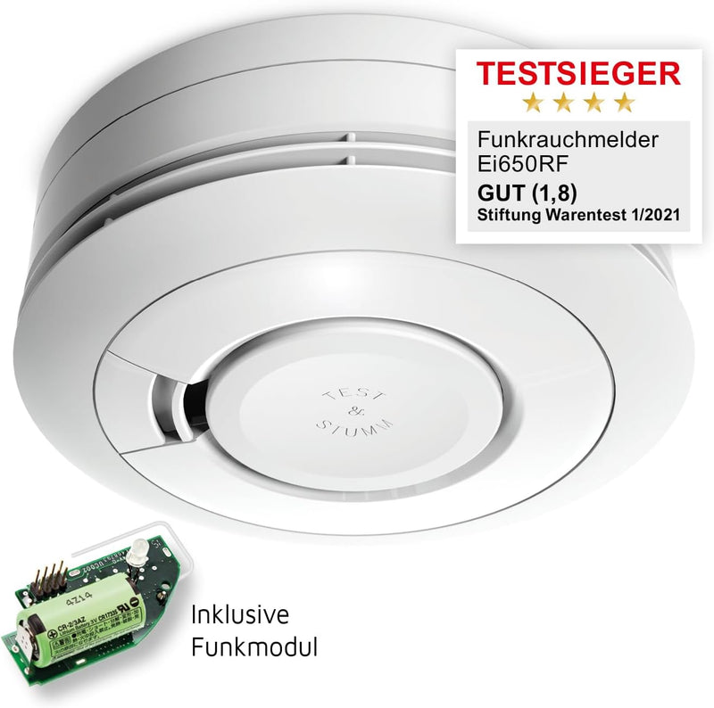 Ei Electronics Ei650RF Funkrauchmelder, Bundle aus funkvernetzbarem Rauchwarnmelder und Funkmodul im