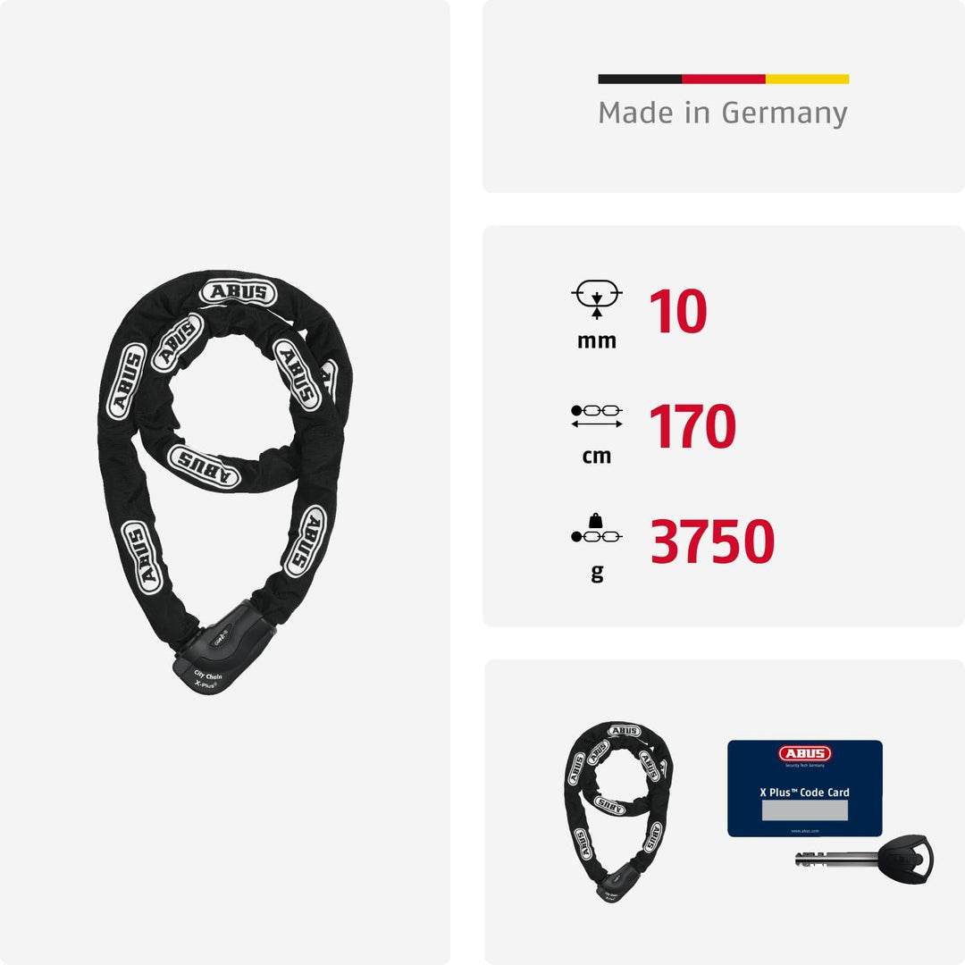 ABUS Kettenschloss Granit CityChain XPlus 1060 – Fahrradschloss aus gehärtetem Stahl – ABUS-Sicherhe