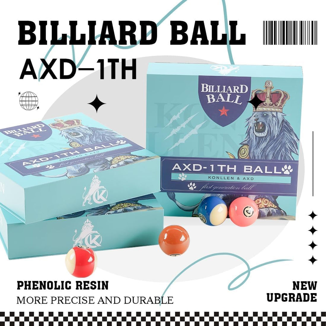 KONLLEN Phenolic Resin Billiard Balls Set 2-1/4'' Regulation Size Tournament Pool Balls Set Pool Tab