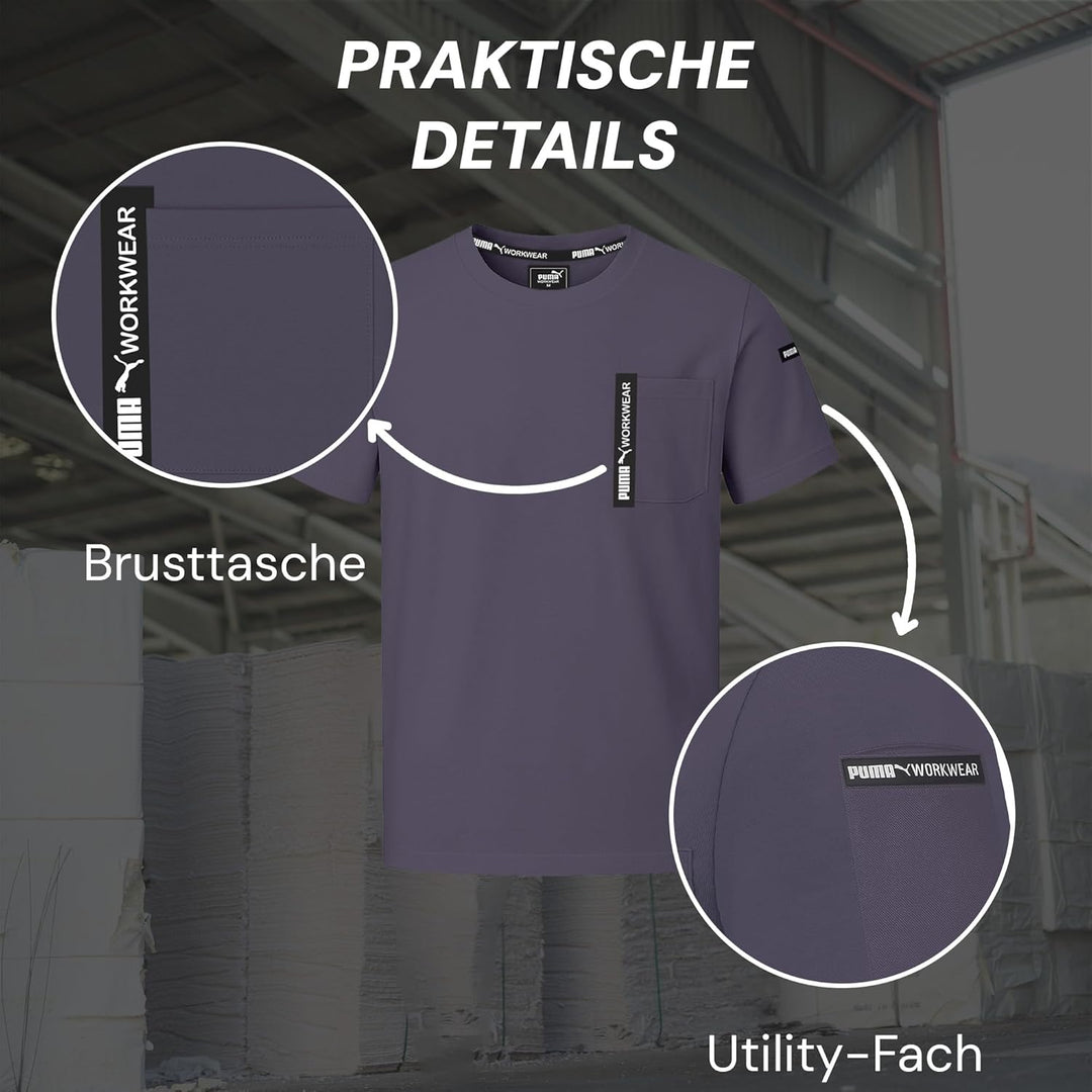 PUMA Workwear Advanced Kollektion - T-Shirts für Herren - Brusttasche und Utility Fach an der Schult