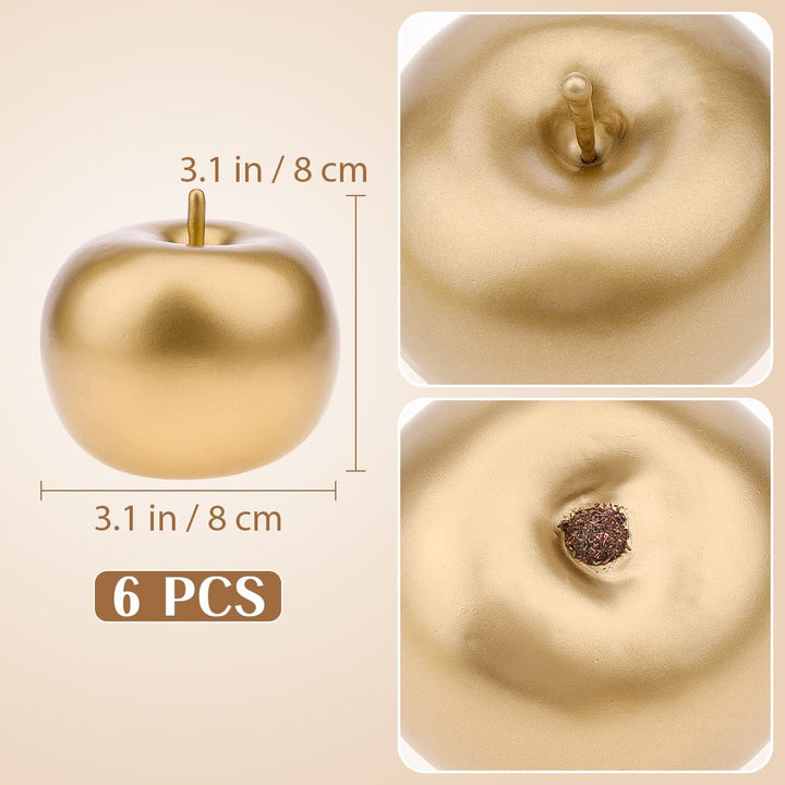 Gresorth 6 Stück Künstlich Gold Apfel Fälschung Äpfel Obst Zuhause Party Christmas Dekoration, Gold