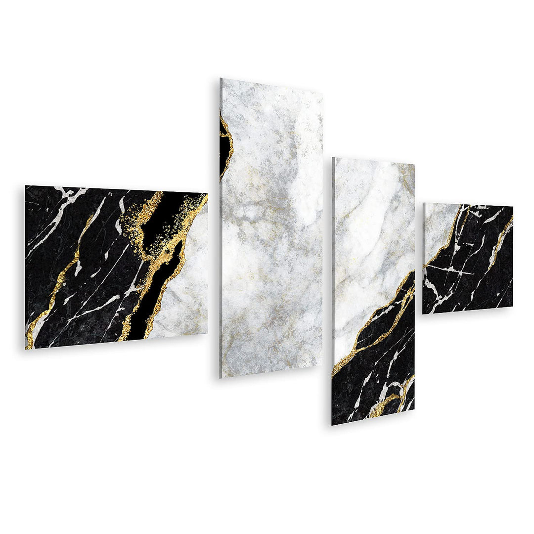 islandburner Bild auf Leinwand Luxus Abstrakter Hintergrund Schwarz Weisser Marmor Mit Goldenen Ader