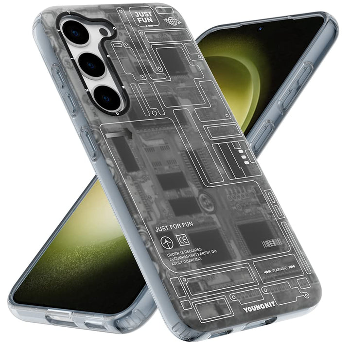 YOUNGKIT Handyhülle für Samsung Galaxy S23 Plus,Schutz in Militärqualität, Leiterplatten Muster Krat