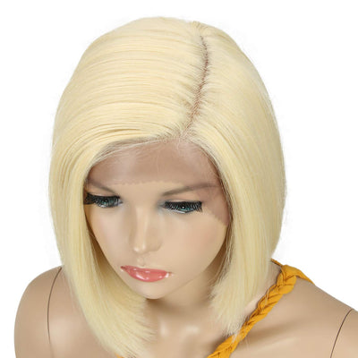 Début Lace Front Perücke für schwarze Damen Bob Perücke für weisse Damen Kunsthaar 24 cm 120g Blond