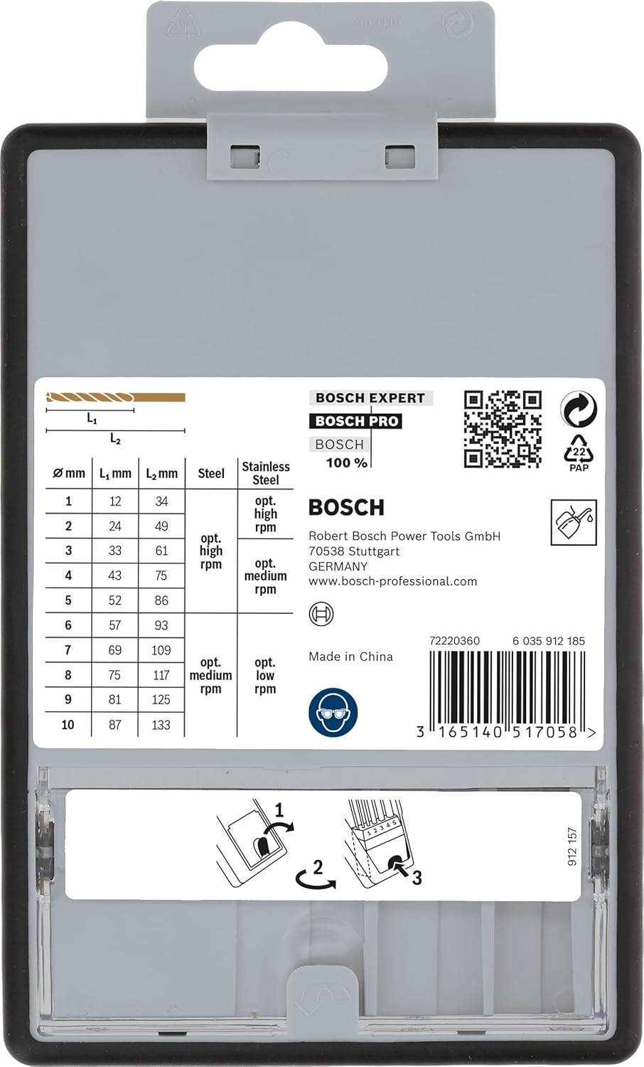 Bosch Pro 10tlg. Metallbohrer-Set HSS-Cobalt Robust Line Durchmesser: 1.0 - 10.0, Durchmesser: 1.0 -