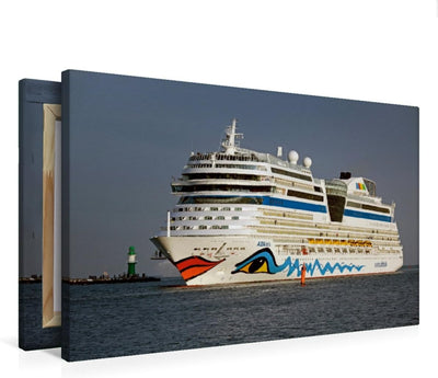 Premium Textil-Leinwand 75 x 50 cm Quer-Format Aida Stella in der Hafeneinfahrt Warnemünde | Wandbil