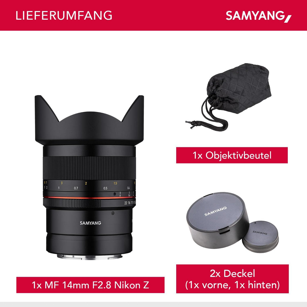 Samyang MF 14mm F2.8 Z Nikon Z - manuelles Ultraweitwinkel Objektiv, 14 mm Festbrennweite für Nikon