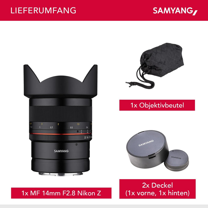 Samyang MF 14mm F2.8 Z Nikon Z - manuelles Ultraweitwinkel Objektiv, 14 mm Festbrennweite für Nikon