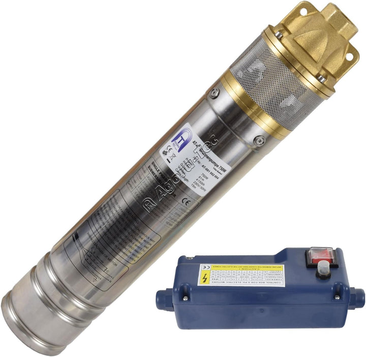 Agora-Tec® at- 4 Zoll 750-5DW Hochdruck Tauchpumpe für Zisternen und Wassertanks inkl. Druckschalter