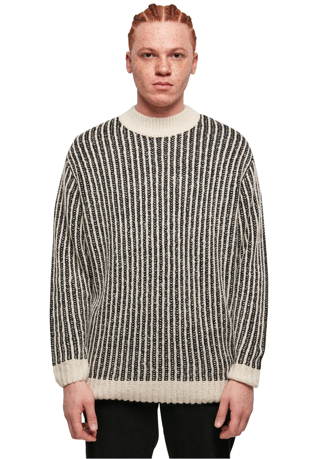 Urban Classics Herren Oversized Two Tone Sweater Sweatshirt XXL Whitesand/Black, XXL Whitesand/Black
