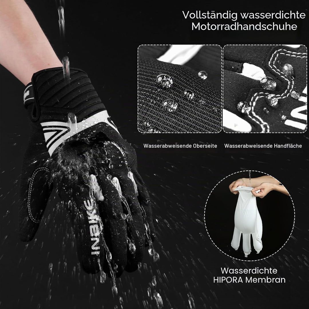 INBIKE Winter Motorradhandschuhe Wasserdicht Warm Winddicht mit Harter Schutz Motocross Motorrad Han