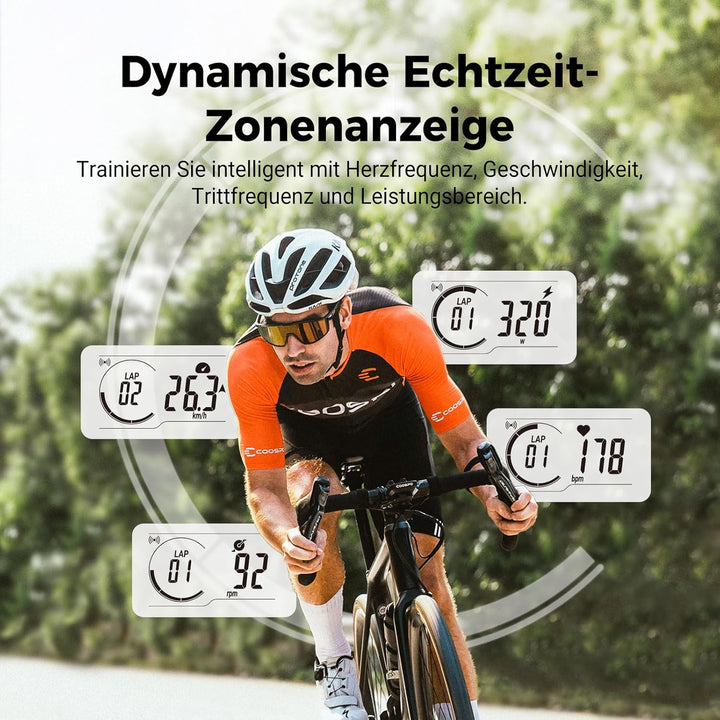 COOPSO CS300 Fahrradcomputer Kabellos, Fahrrad GPS Tacho mit 2,6-Zoll LCD, Bluetooth/ANT+ Ahrrad Com