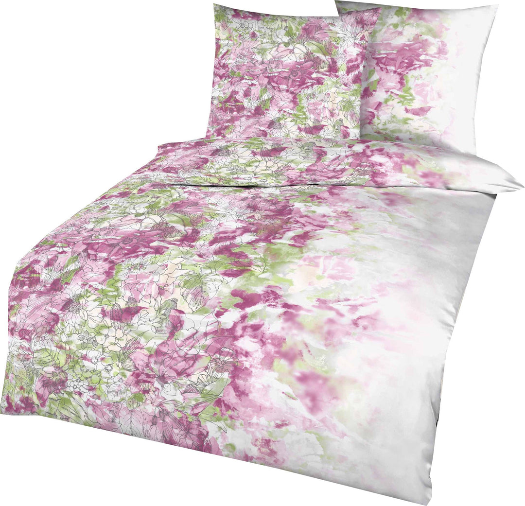 Kaeppel Sweet Home Mako Satin Bettwäsche Wild Paradise Grösse 155x220+80x80 cm Farbe Pink 155 x 220