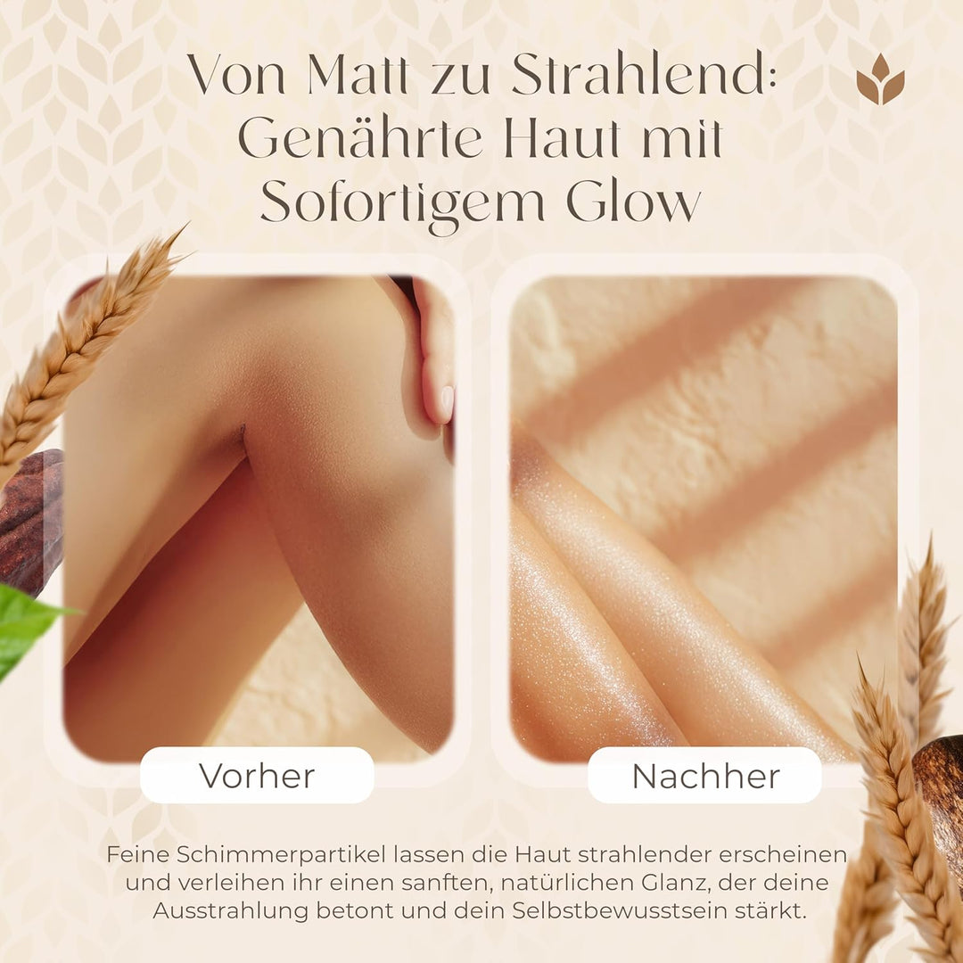 Cocoa Glow 100% natürliches Körperöl mit Schimmer – Tiefenpflege & strahlende Haut, angereichert mit
