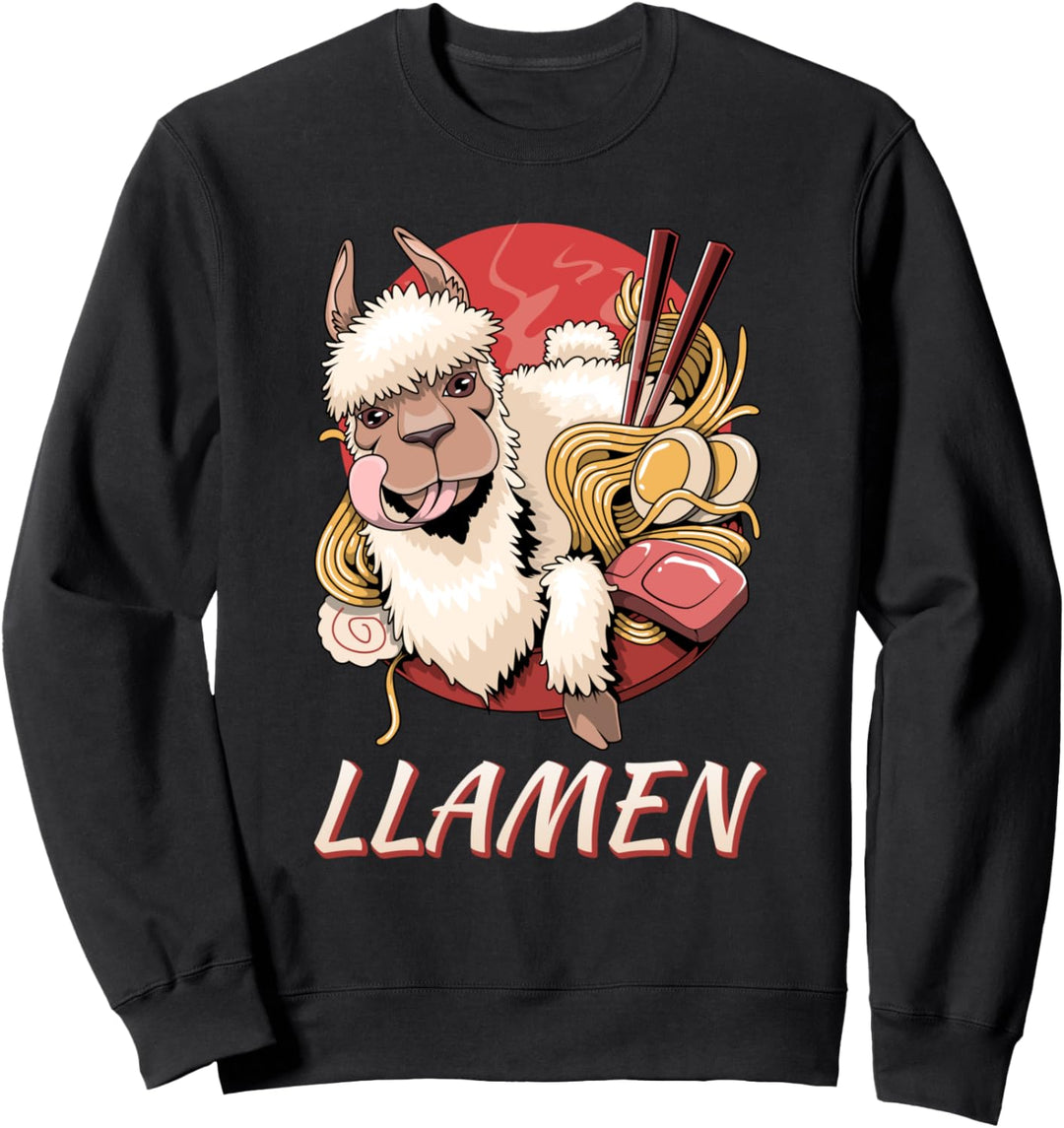 Llamen lustige japanische Ramen Nudeln Lama Sweatshirt