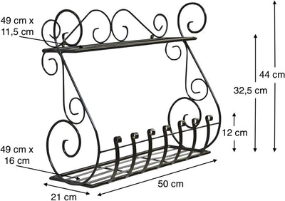 DanDiBo Wandblumenhalter Metall Schwarz 50 cm Wandregal Sebino Blumenständer Blumenregal Wandtopfhal