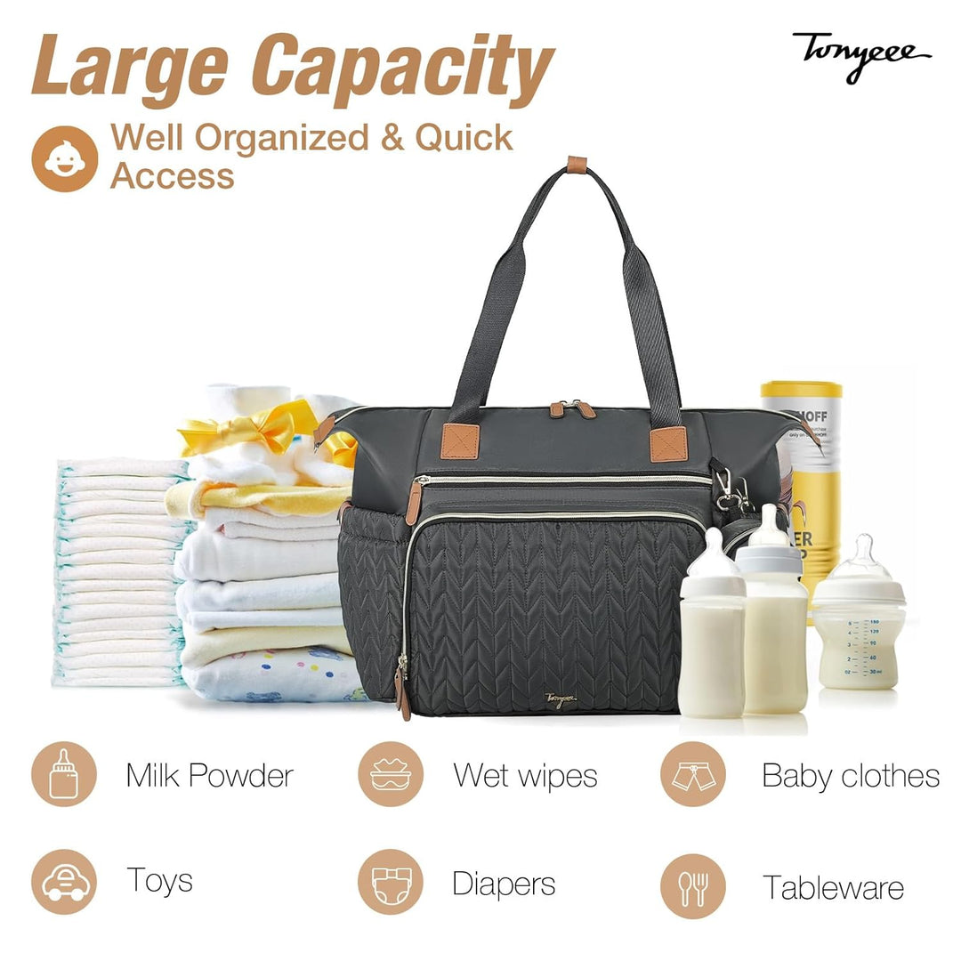 Tonyeee Wickeltasche mit Schnullertasche und Wickelunterlage, Wickelrucksack Multifunktions-Babytasc