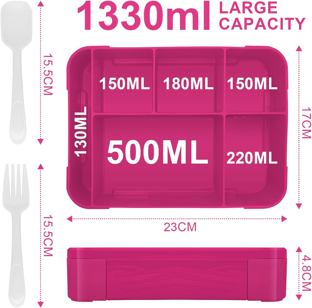 IJIAMY Brotdose Kinder mit Fächern, 1300ml Jausenbox Kinder, Auslaufsicher Bento Box, Lunchbox Kinde