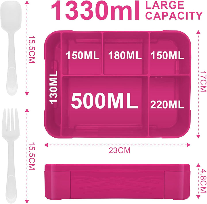 IJIAMY Brotdose Kinder mit Fächern, 1300ml Jausenbox Kinder, Auslaufsicher Bento Box, Lunchbox Kinde