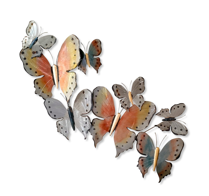Metall Wand-Bild Schmetterlinge bunt 60 x 105cm Deko-Skulptur Wanddeko Metallbild, Schmetterlinge bu