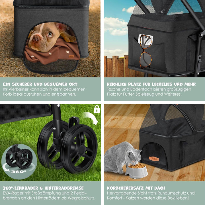 LOVPET® Hundewagen 2in1 Hundebuggy Hundebox Transporttasche Faltbar klappbar bis 20kg Haustiere Bugg