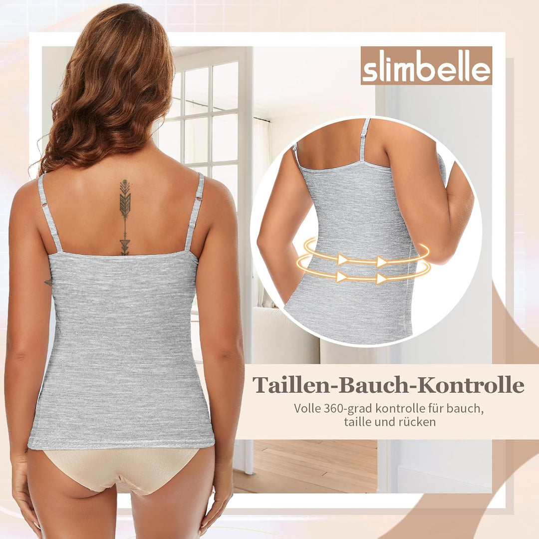 SLIMBELLE Damen Unterhemd BH Hemd Seamless Tank Top mit entfernbaren Cups Bauchweg Shapewear Top Ohn