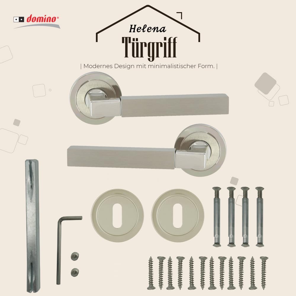 domino Türgriff HELENA-R M7/M9 BB-Buntbart Drückergarnitur für Zimmertüren Türdrücker-Set Rosetten-G