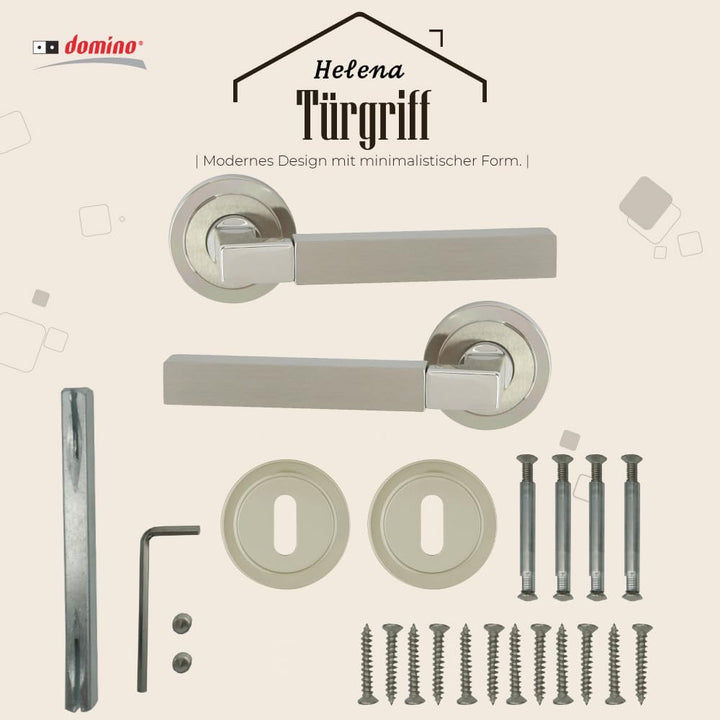 domino Türgriff HELENA-R M7/M9 BB-Buntbart Drückergarnitur für Zimmertüren Türdrücker-Set Rosetten-G