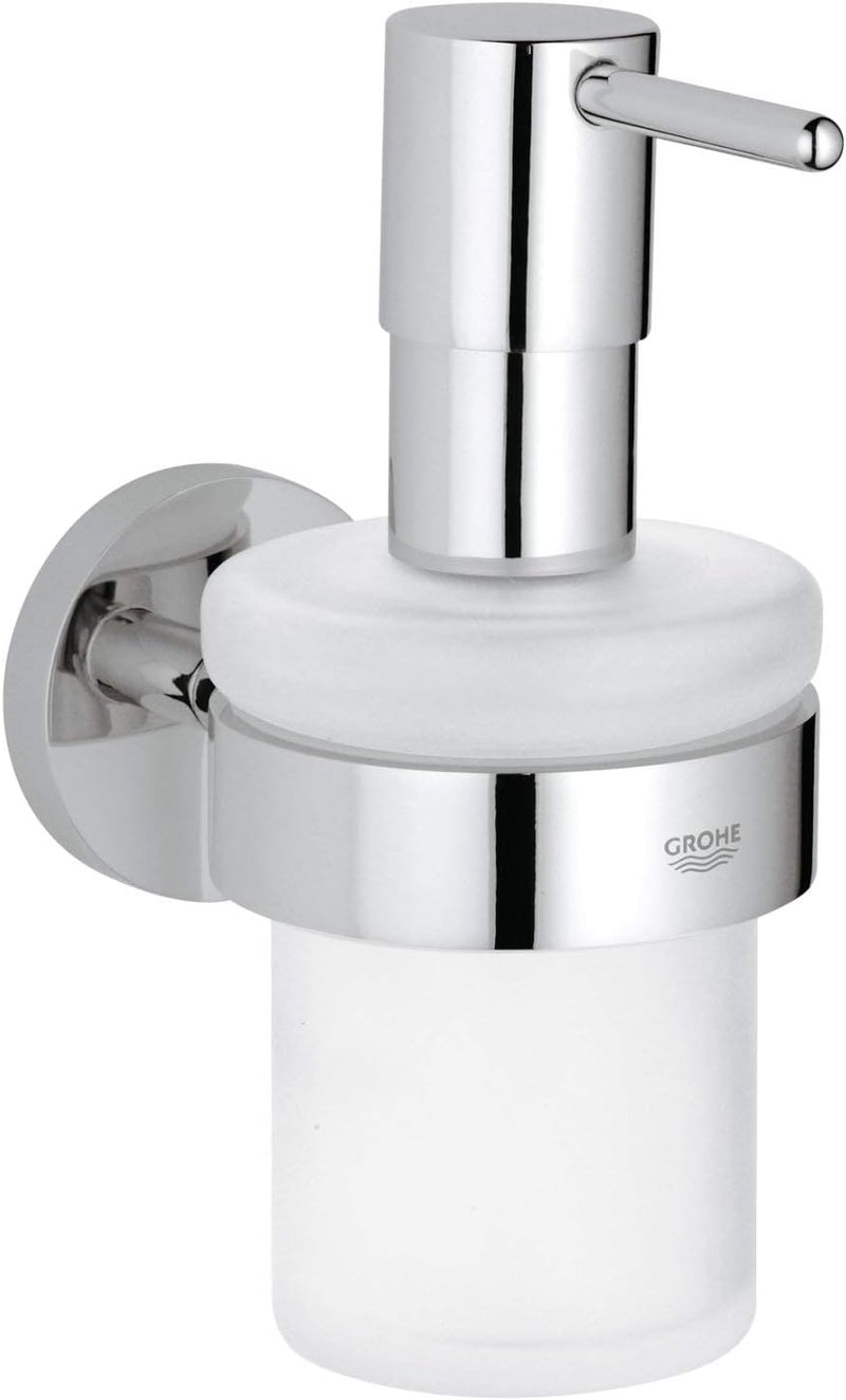 GROHE Essentials Accessoires Bath Chrom, 40407001, Rund, Weiss & Essentials - Seifenspender, Chrom,