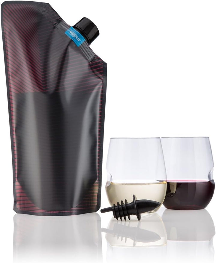 Vapur Zusammenklappbares tragbares Wein-Set, enthält diskreten, faltbaren 750 ml Weinträger mit Ausg