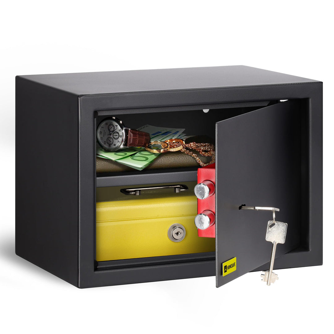 Homesafe HV25K Tresor Möbeltresor Safe mit Schlüssel-Schloss, Geldschrank Wandsafe Boden-Wandtresor,