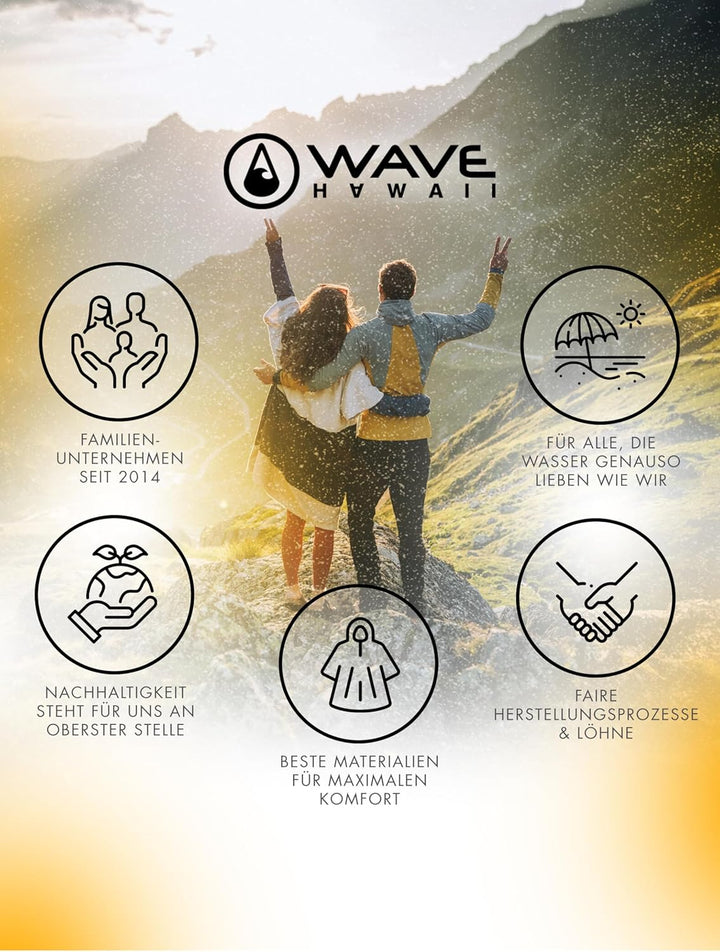 WAVE HAWAII Campeche Surfponcho für Körpergrössen von 155-185cm Poncho 100% ÖKO Baumwolle Umkleidehi