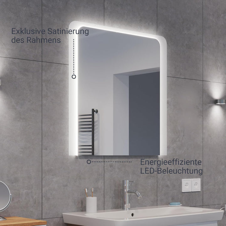 FACKELMANN LED Spiegel Milano 80 / Wandspiegel mit Design-LED-Beleuchtung/Masse (B x H x T): ca. 80