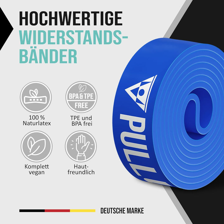 PULLUP & DIP Fitnessbänder Widerstandsbänder mit Tasche, Türanker (bei Sets) und Übungsguide - einze