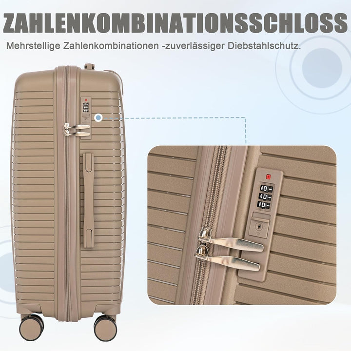 Hartschalen-Koffer Trolley Handgepäck Rollkoffer, Reisekoffer Set mit 4 Rollen, 3er Gepäckset, Champ