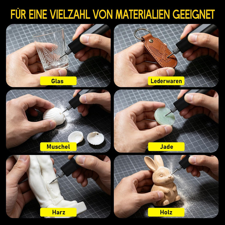 Gravierstift Akku mit Magnetbox, 5V Gravur Stift Kabellos 3 Gänge Mini Schleifer für Holz Glas Metal