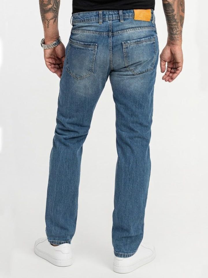 Rock Creek Herren Jeans Hose Denim Blau Straight-Cut Gerades Bein RC-2091 29W / 30L Blau - Rc-3119,