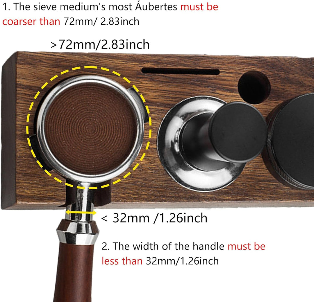 Tamperstation, Espresso Station aus Walnussholz für 58mm Tamper/Distributor und Siebträger, 3in1 Tam