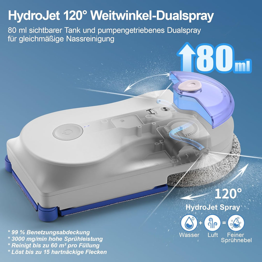 Hutt R10 Fensterputzroboter, Hybrid Nass-Trocken Reinigungssystem mit rotierender Nassreinigung & ra
